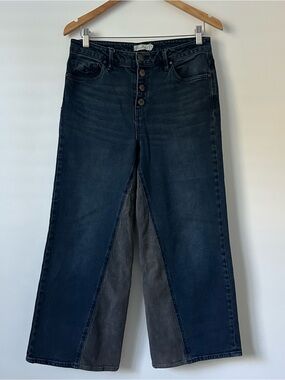 Unpublished High Rise Wide Leg Jeans Button Fly Corduroy Panel Size 29X25 Retro